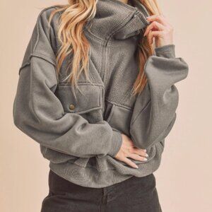 NWT Coziest Fleece Pullover 1/2 Zip Warm Terry